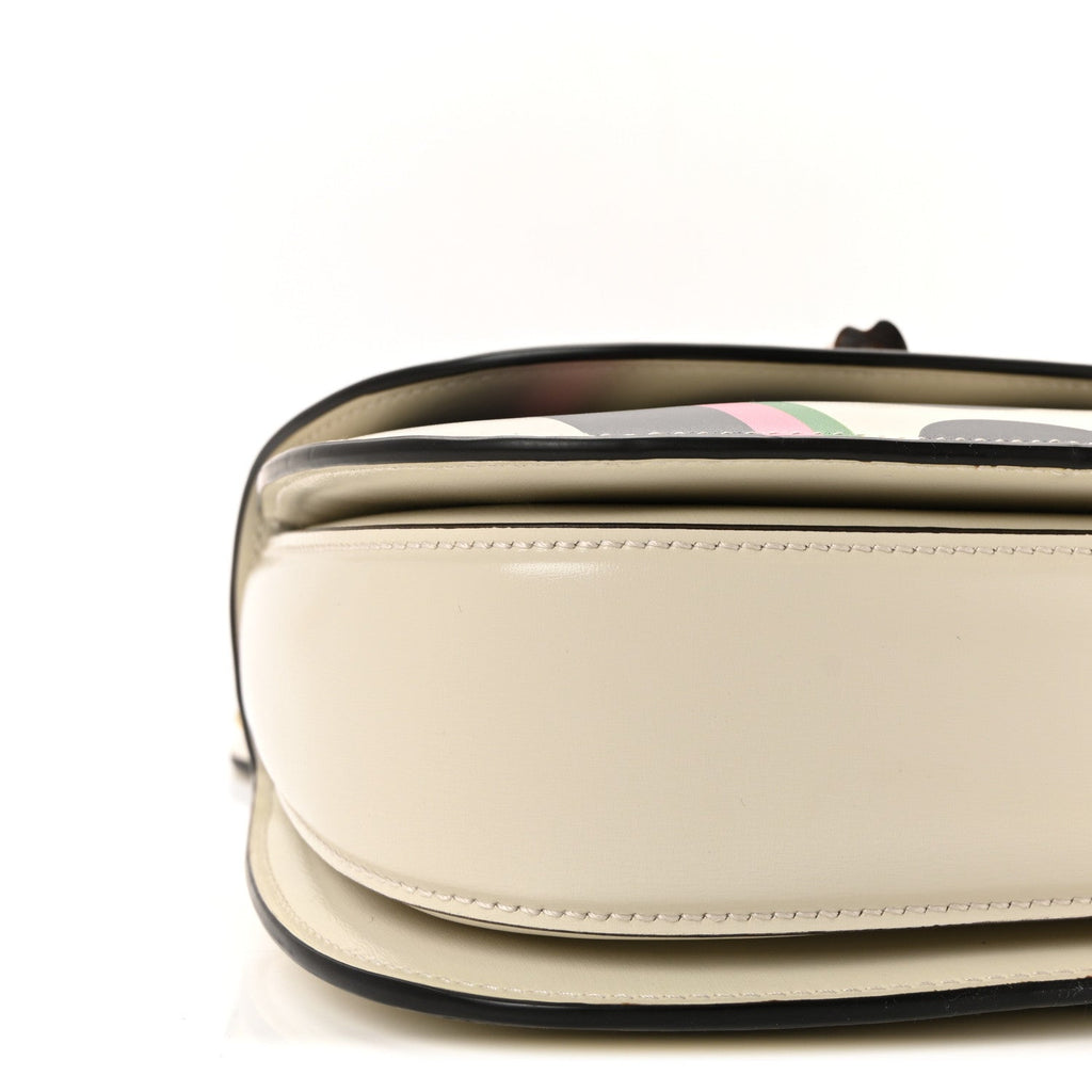 Calfskin Web Geometric Print Small Bamboo 1947 Top Handle Bag White Multi