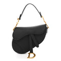 Grained Calfskin Mini Saddle Bag Black