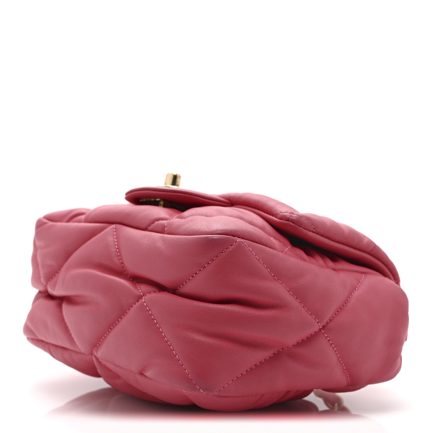 Calfskin Quilted Mini Square Bubbly Flap Pink