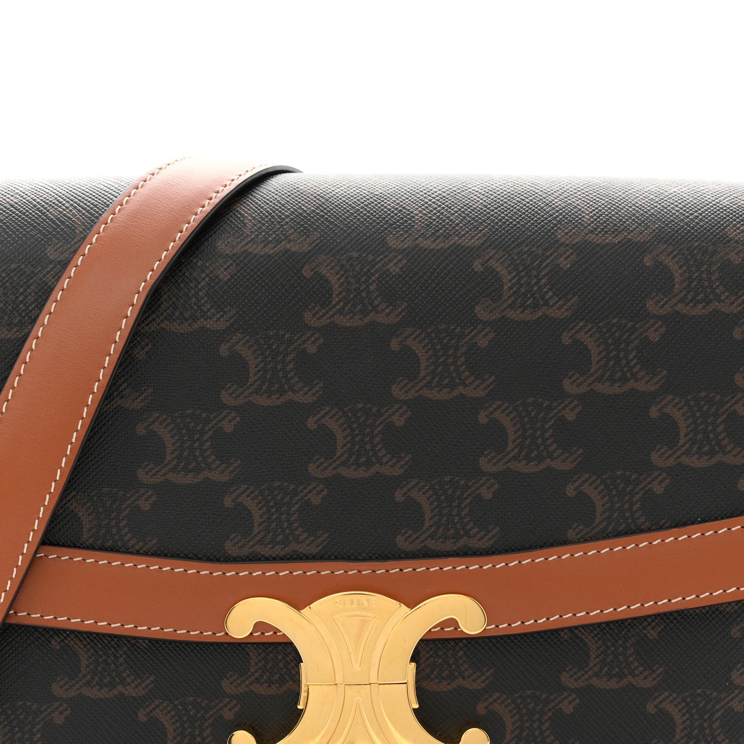 Triomphe Canvas Calfskin Medium Triomphe Bag Tan