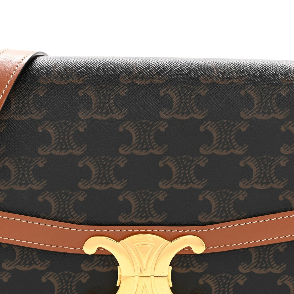 Calfskin Triomphe Canvas Teen Triomphe Bag Tan