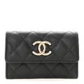 Caviar Quilted CC Flap  Holder Black