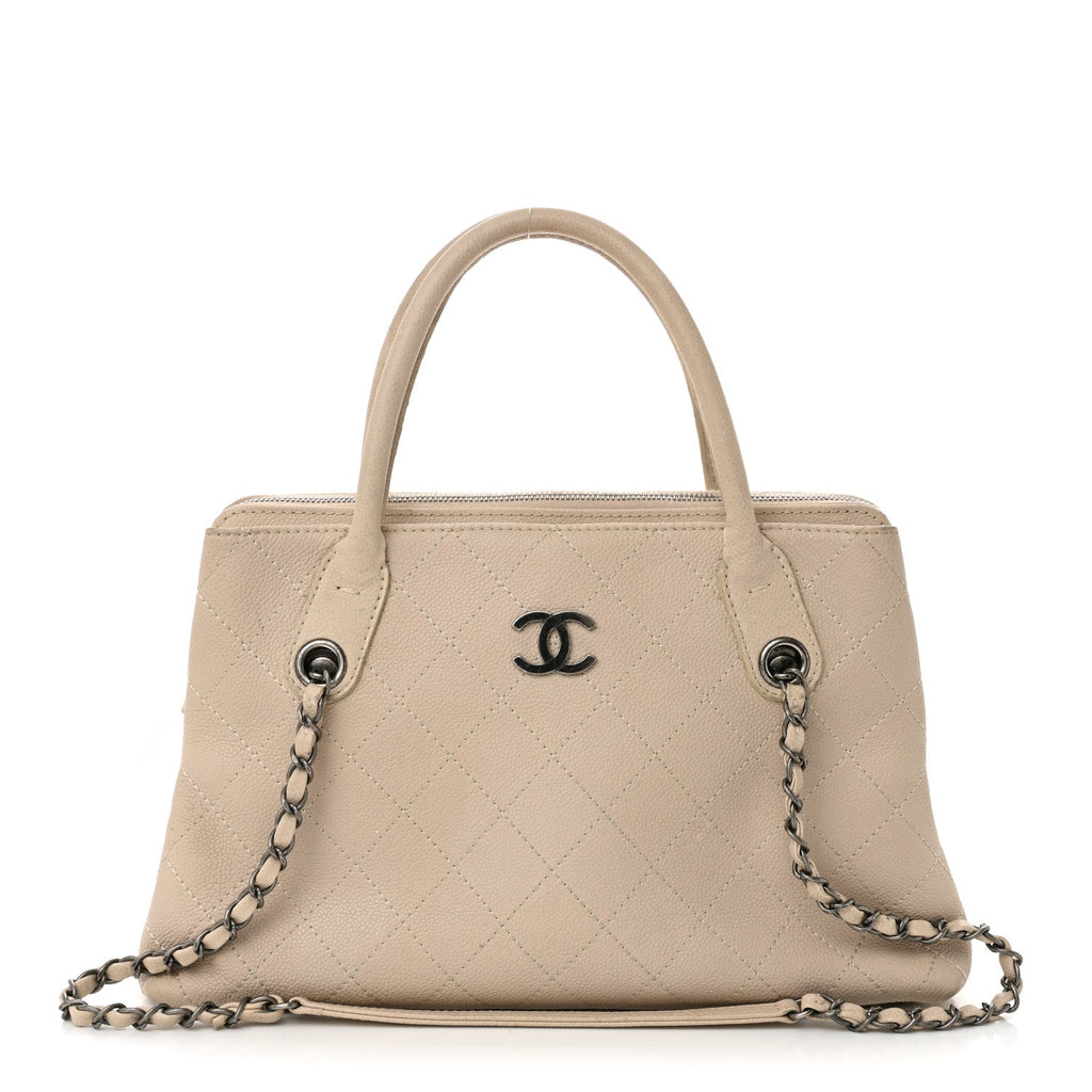 Grained Vegetal Calfskin Small Urban Shopping Tote Beige