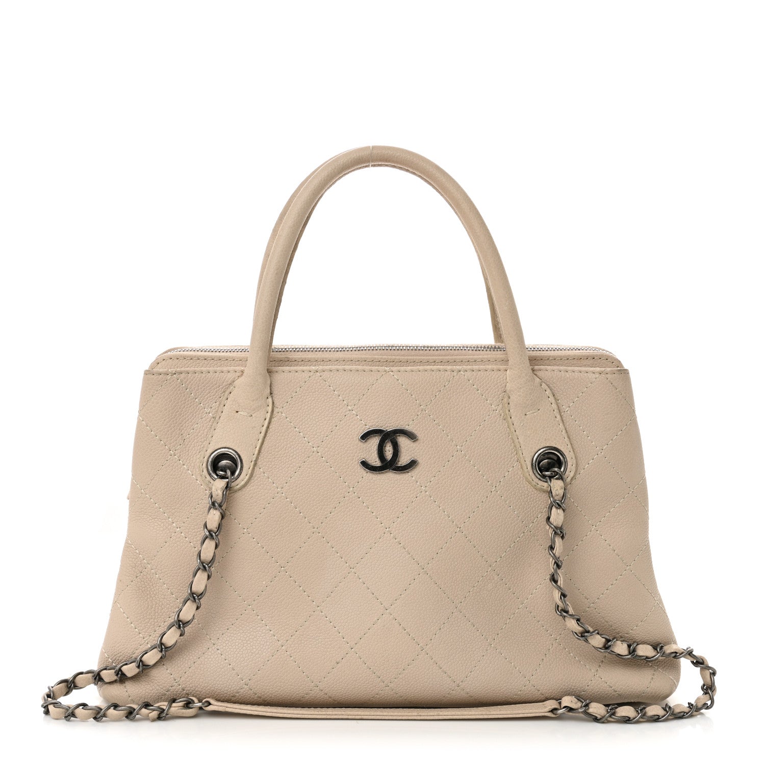 Grained Vegetal Calfskin Small Urban Shopping Tote Beige