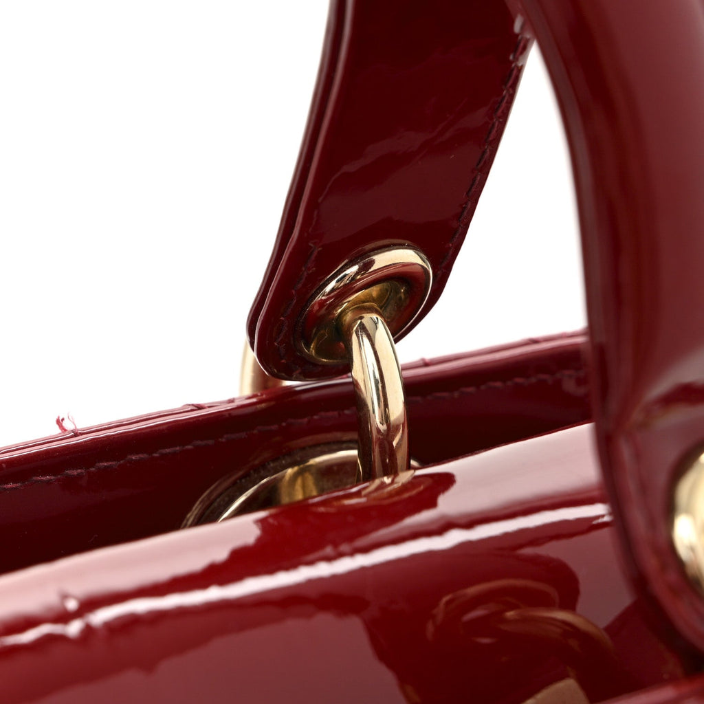 Patent Cannage Small Lady Dior Cherry Red
