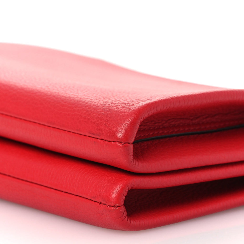 Grained Calfskin Milla Double Crossbody Bag Ruby Red