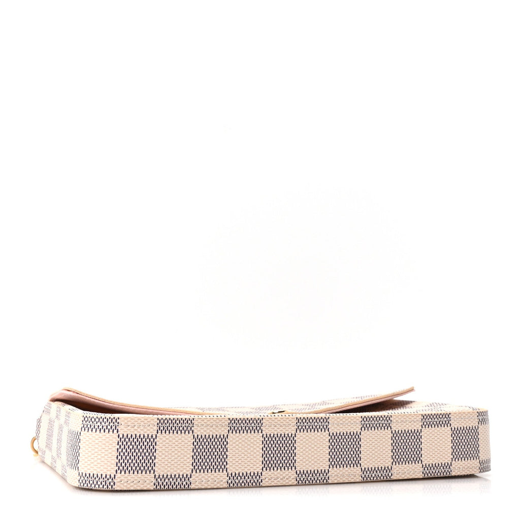 Damier Azur Pochette Felicie Chain Wallet Rose Ballerine