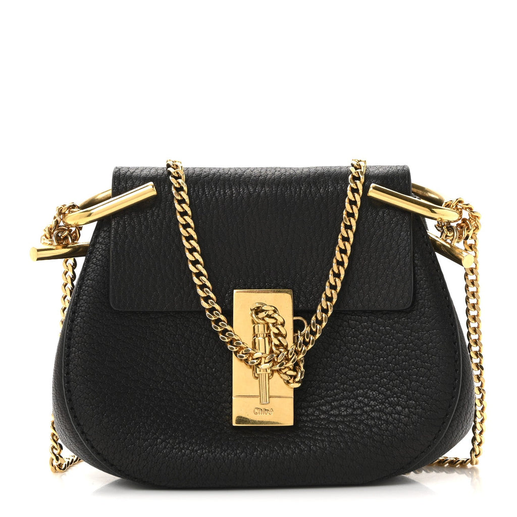Grained Lambskin Nano Drew Shoulder Bag Black