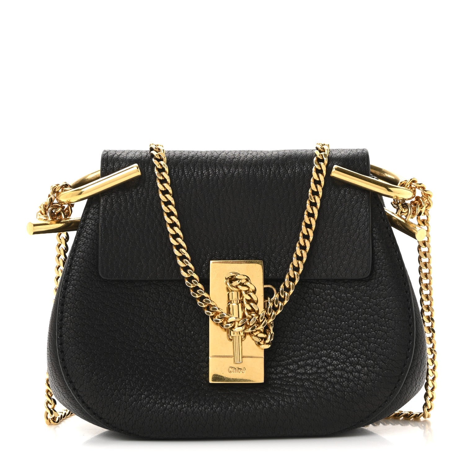 Grained Lambskin Nano Drew Shoulder Bag Black