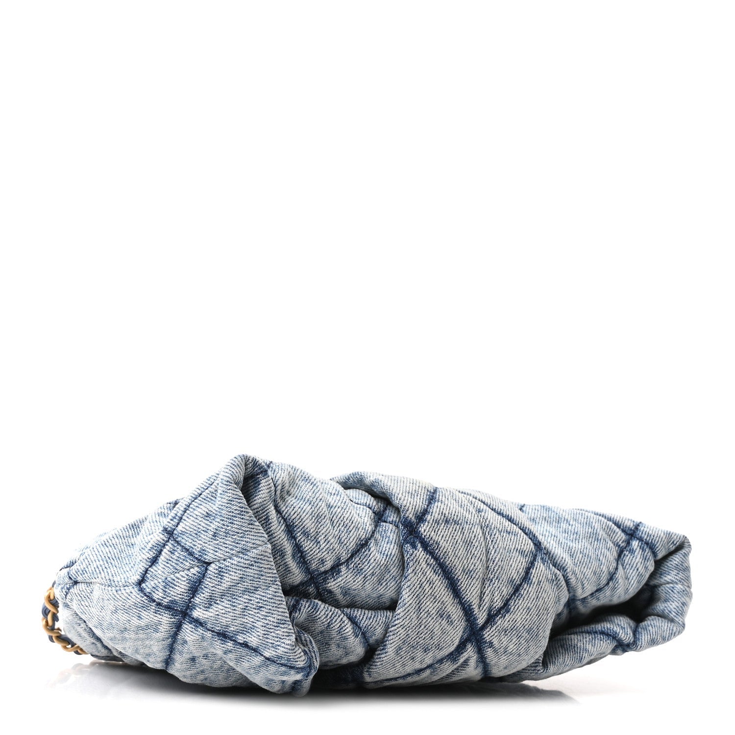 Washed Denim Quilted Mini Bow Bag Blue