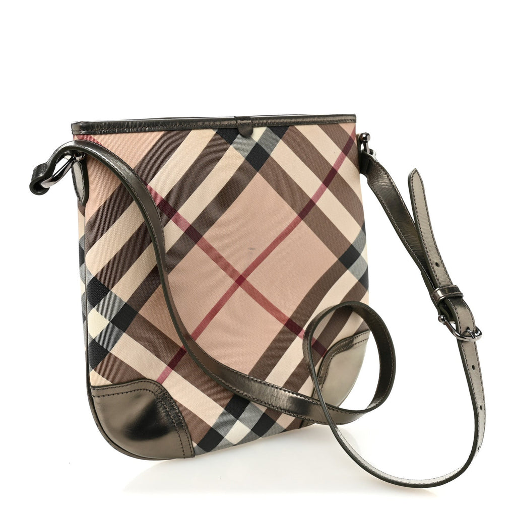 Patent Nova Check Dryden Crossbody Bag Pewter