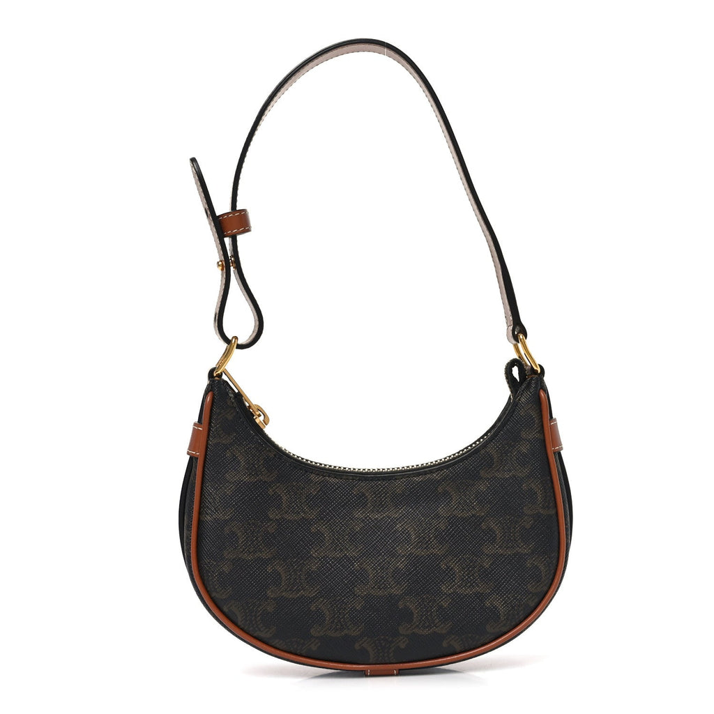 Canvas Calfskin Mini Ava Triomphe Shoulder Bag Tan
