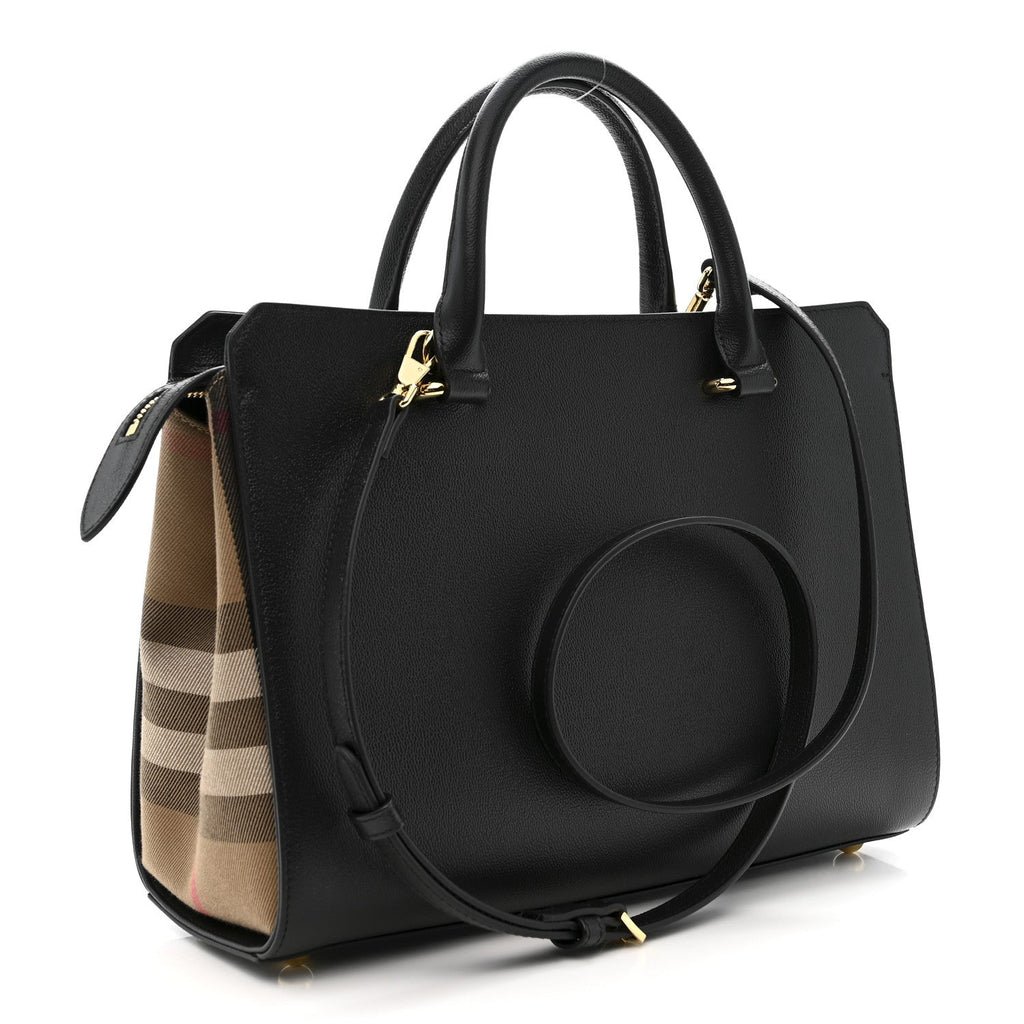 Calfskin Mega Check Small Banwell Tote Black