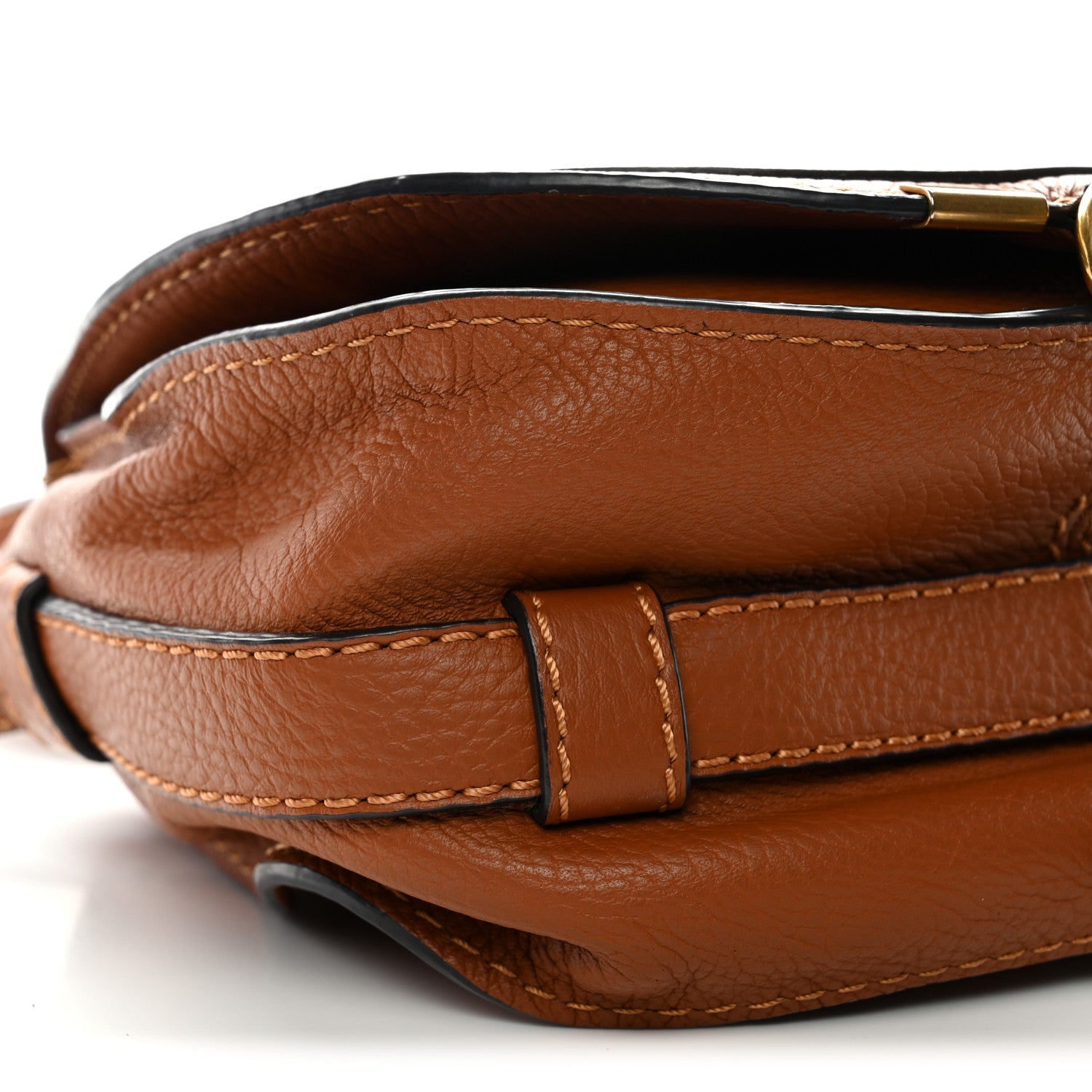 Grained Calfskin Small Marcie Saddle Bag Tan