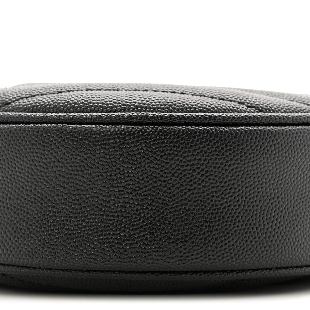 Grain De Poudre Matelasse Chevron Quilted Round Vinyle Camera Bag Black