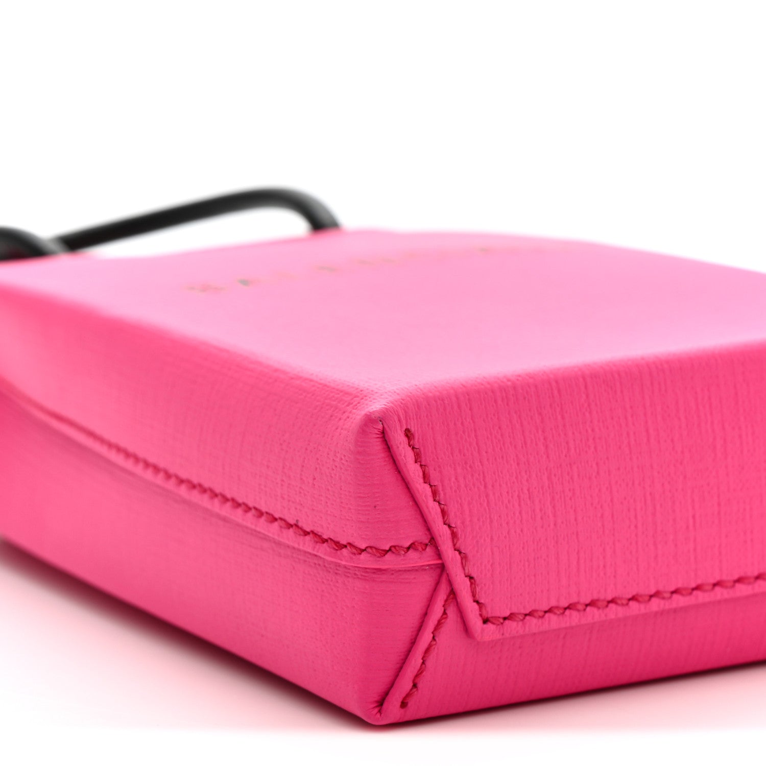 Squared Calfskin Logo Shopping Phone Holder Bag Acid Fuchsia