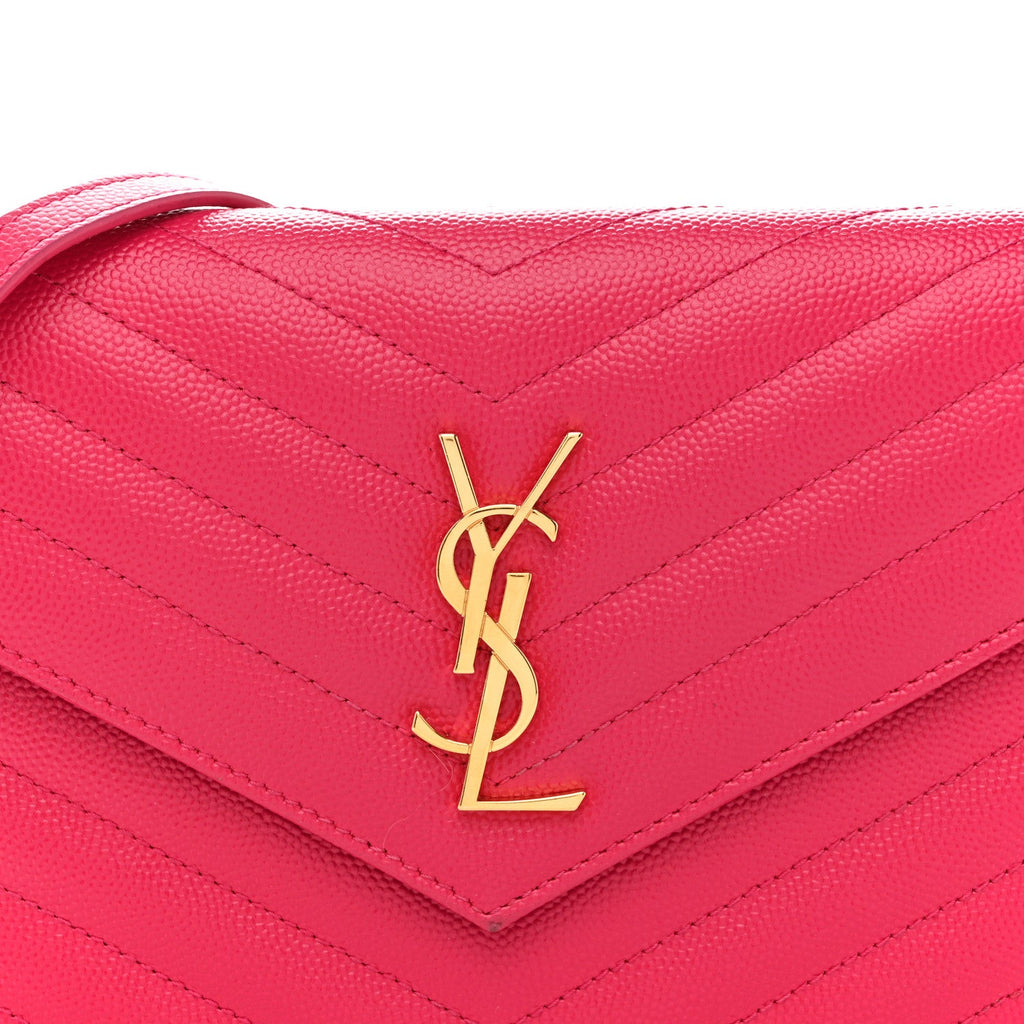 Grain De Poudre Matelasse Chevron Monogram Envelope Chain Wallet Bubblegum