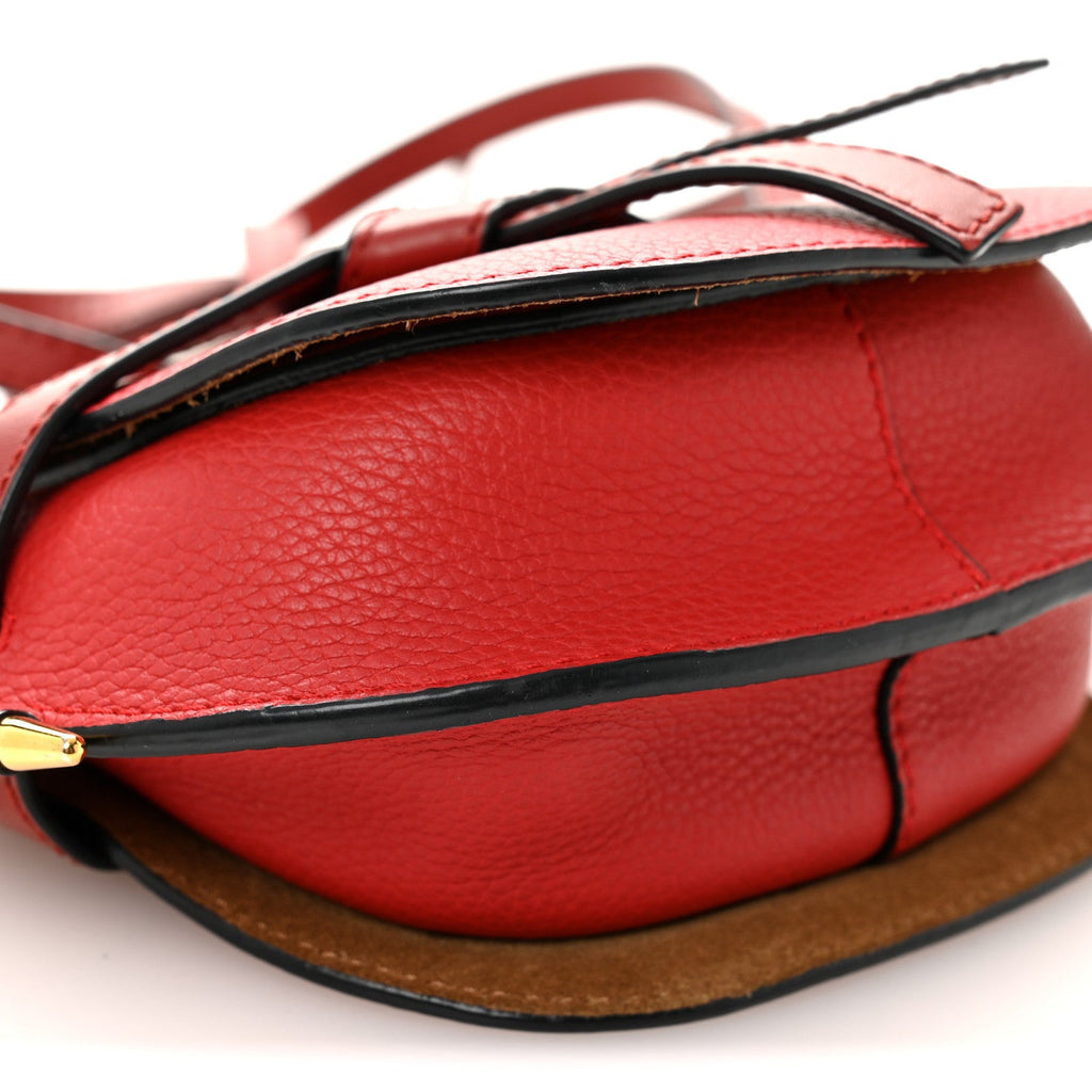 Grained Calfskin Mini Gate Crossbody Bag Scarlet Burnt Red