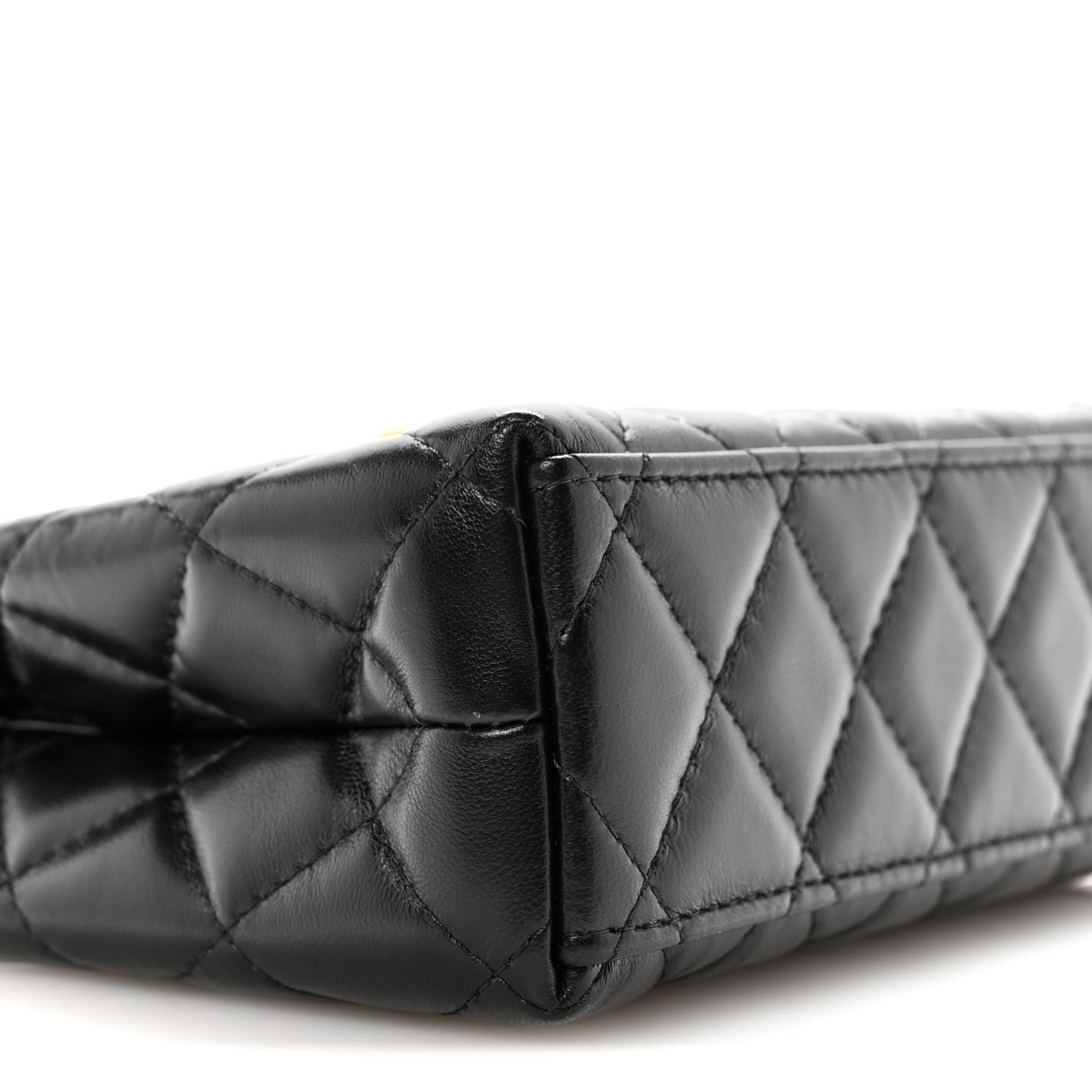 Shiny Aged Calfskin Quilted Nano Kelly Shopper Black