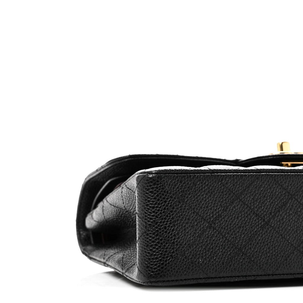 Caviar Quilted Small Double Flap Black