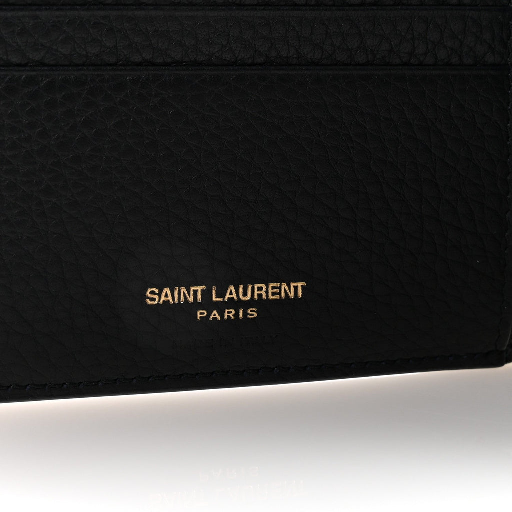 Grained Calfskin Tiny Cassandre East West Wallet Midnight Blue