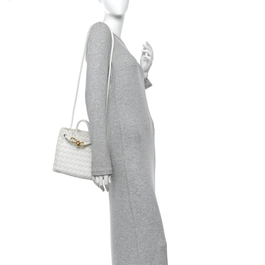 Nappa Intrecciato Small Andiamo Shoulder Bag White