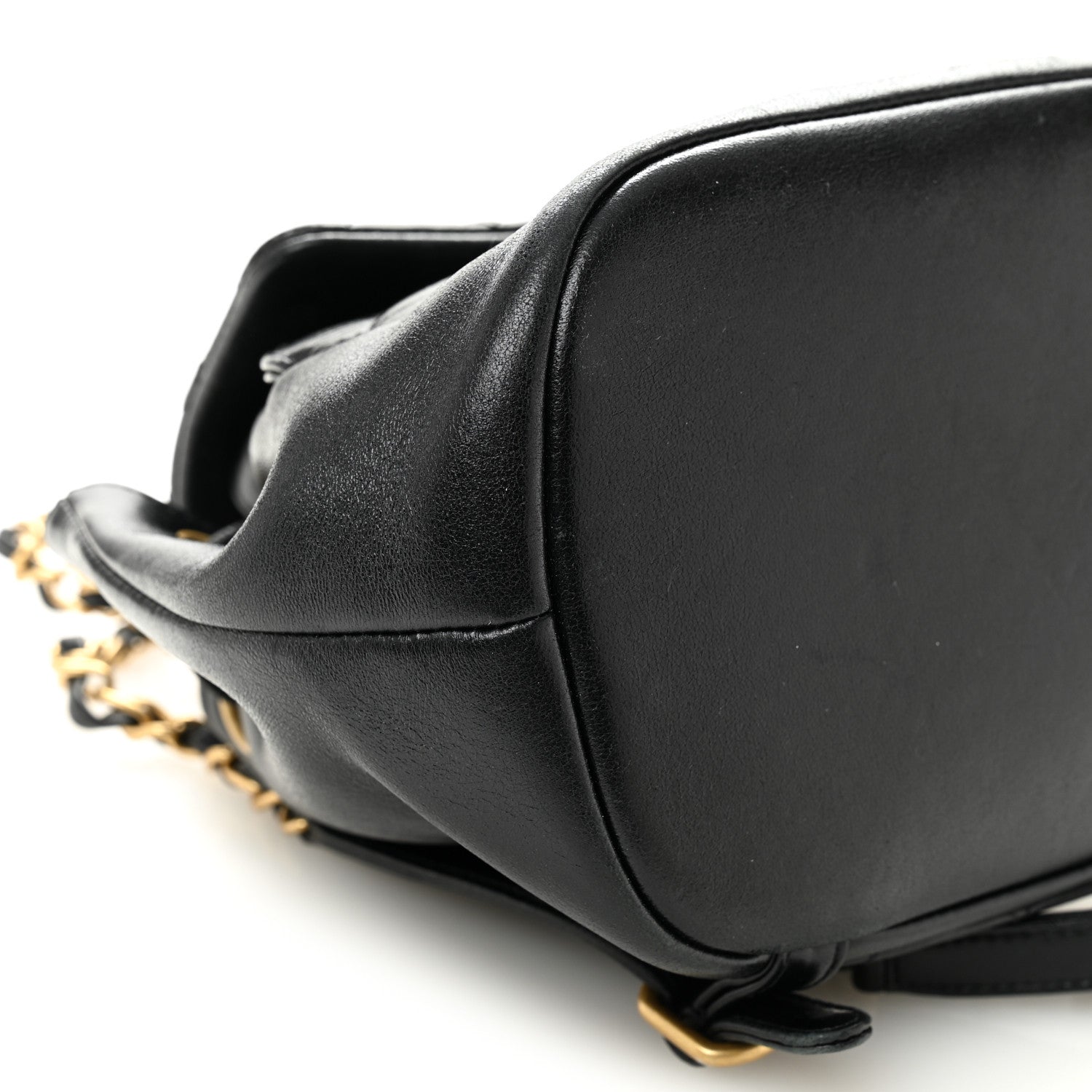 Lambskin Quilted Daily Friend Drawstring Backpack Black