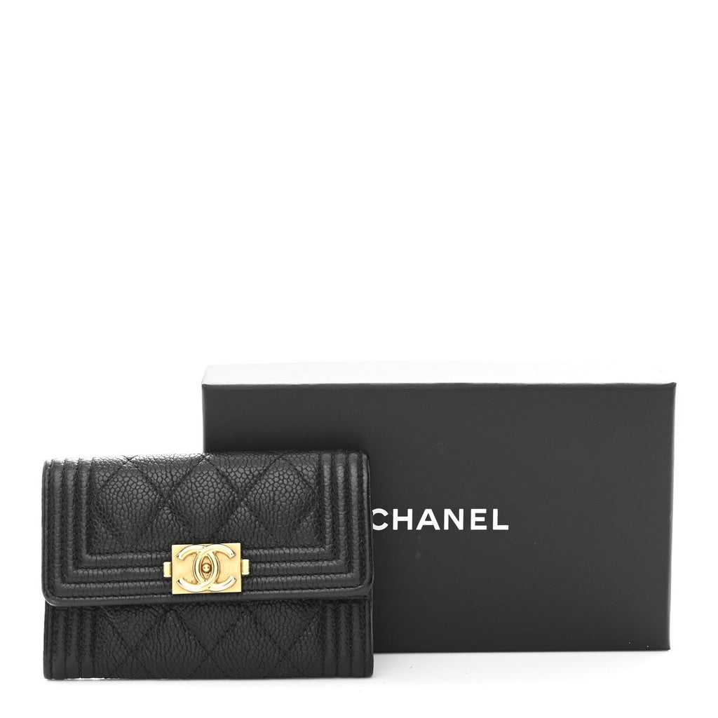 Caviar Quilted Boy Flap  Holder Black