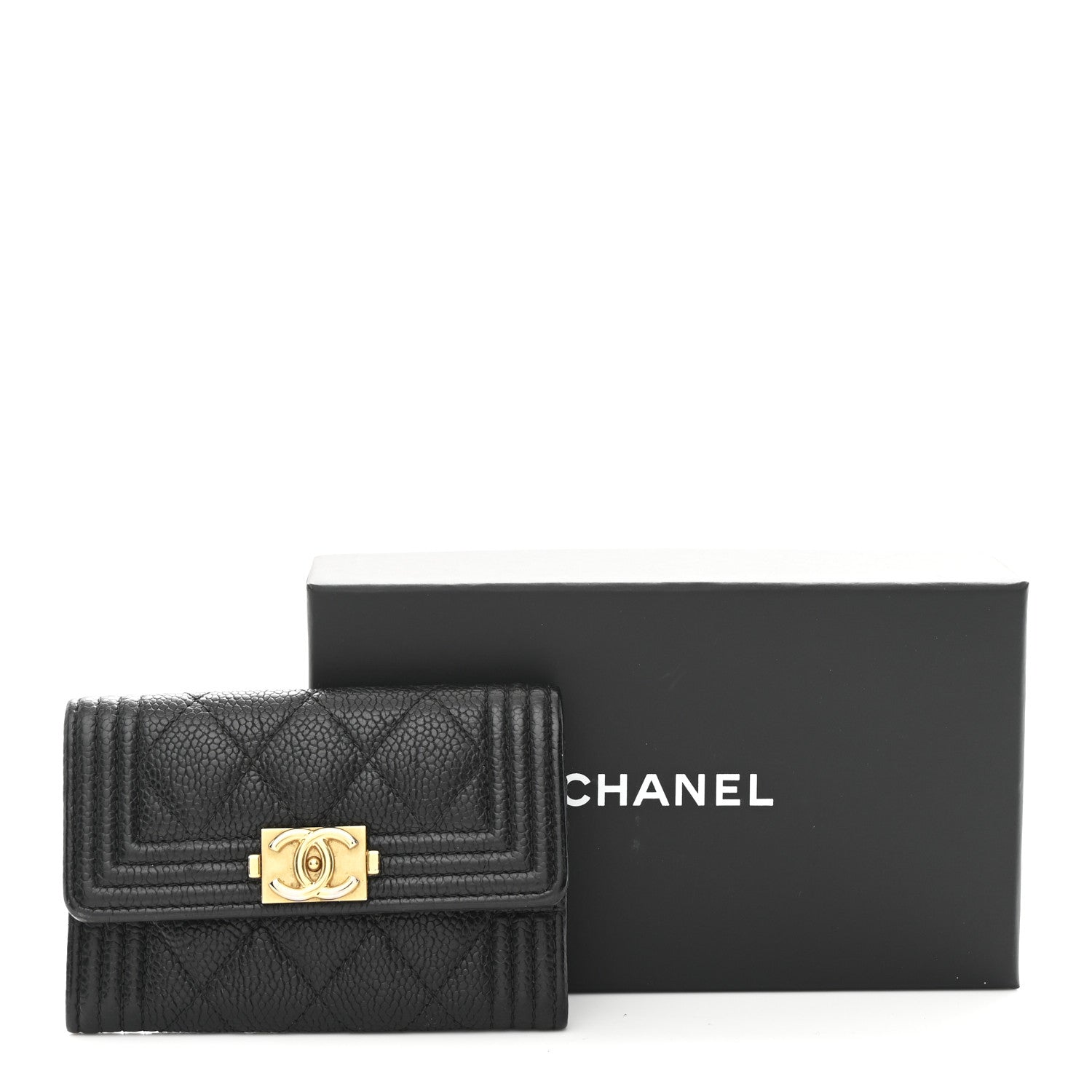 Caviar Quilted Boy Flap  Holder Black