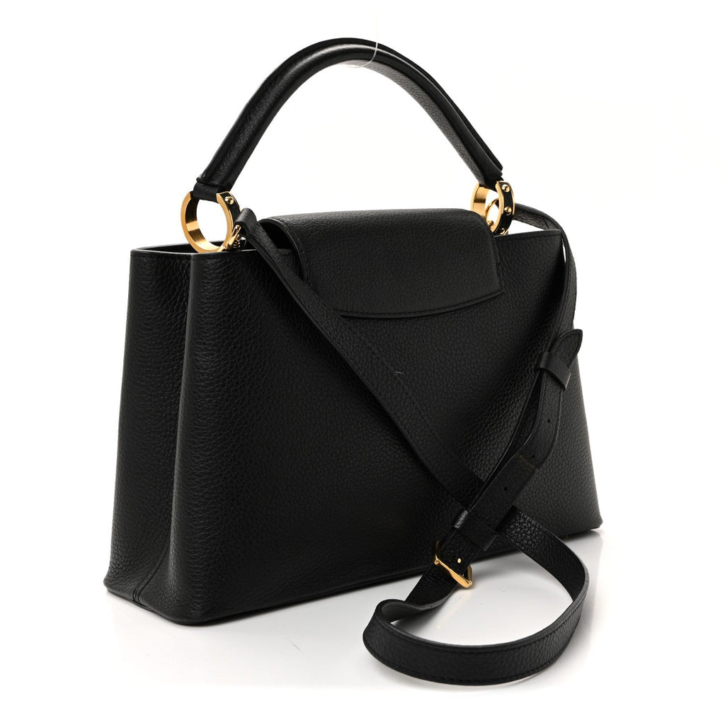 Taurillon Snakeskin Iris Blossom Capucines PM Black