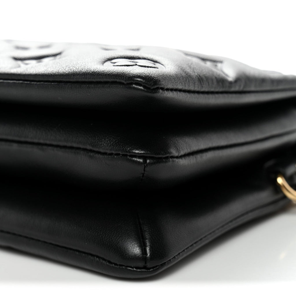 Lambskin Embossed Monogram Pochette Coussin Black
