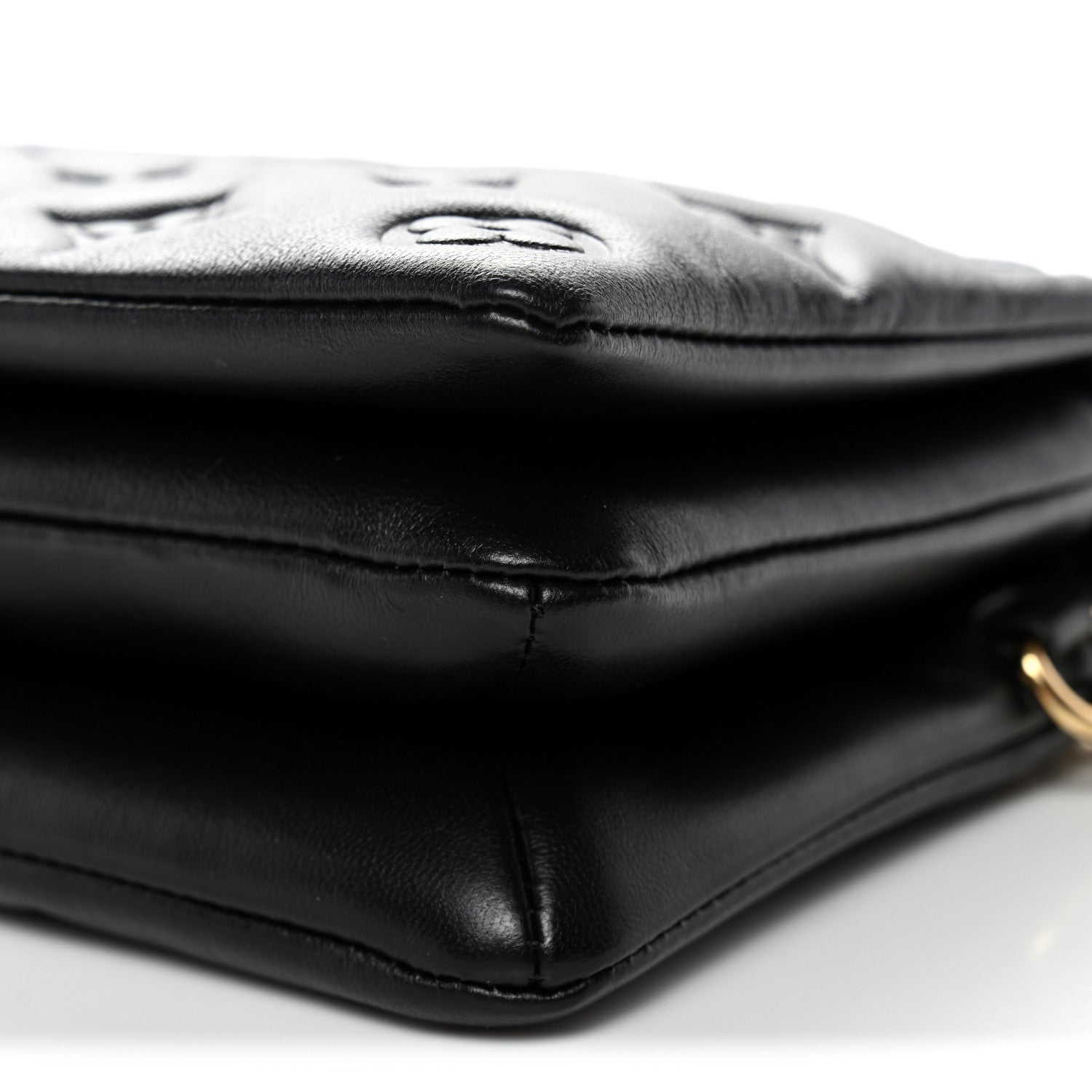Lambskin Embossed Monogram Pochette Coussin Black