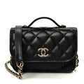 Caviar Quilted Business Affinity Clutch With Chain Black