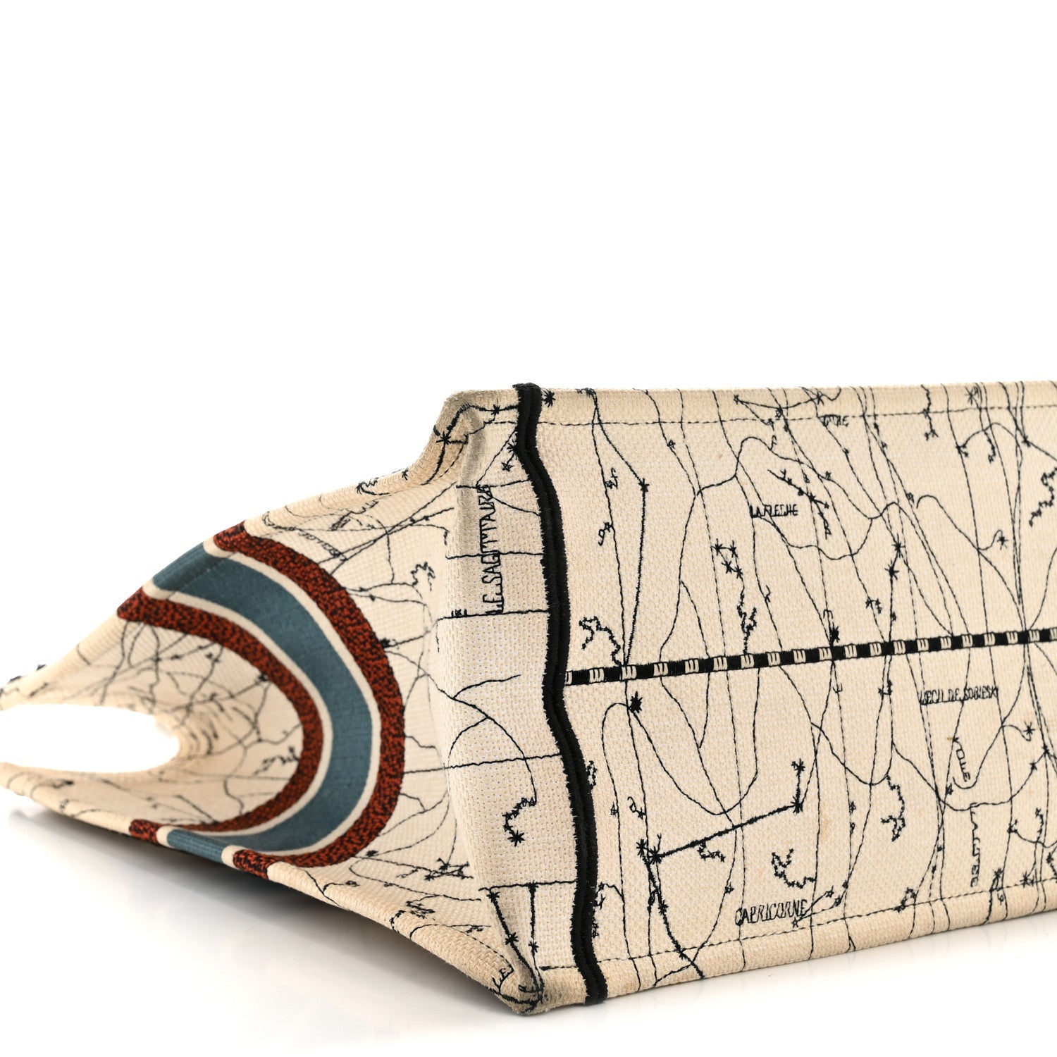 Canvas Embroidered Large Zodiac Book Tote Latte Multicolor