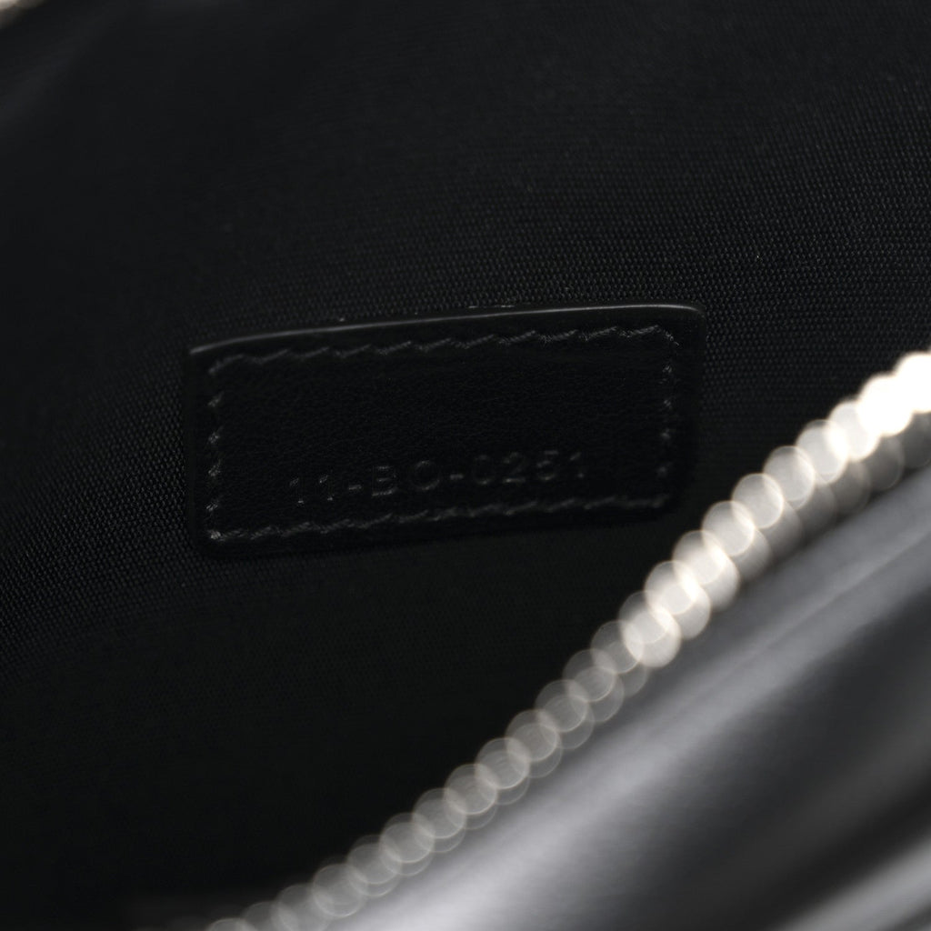 Calfskin Oblique Galaxy Perforated World Tour Messenger Pouch Black