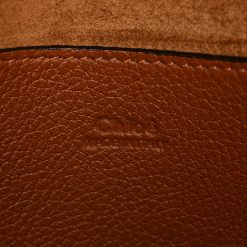 Shiny Grained Calfskin Small Marcie Clutch Tan