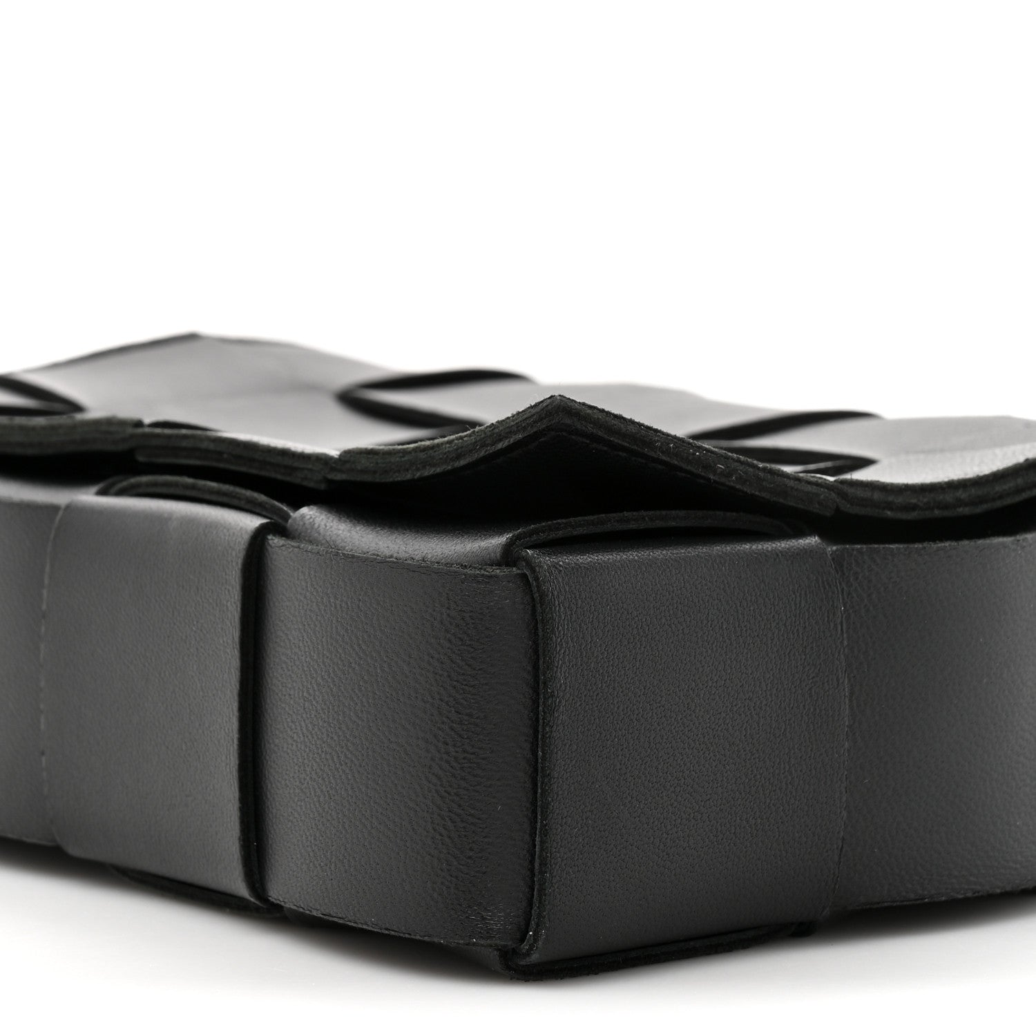 Lambskin Maxi Intrecciato Cassette Crossbody Bag Black