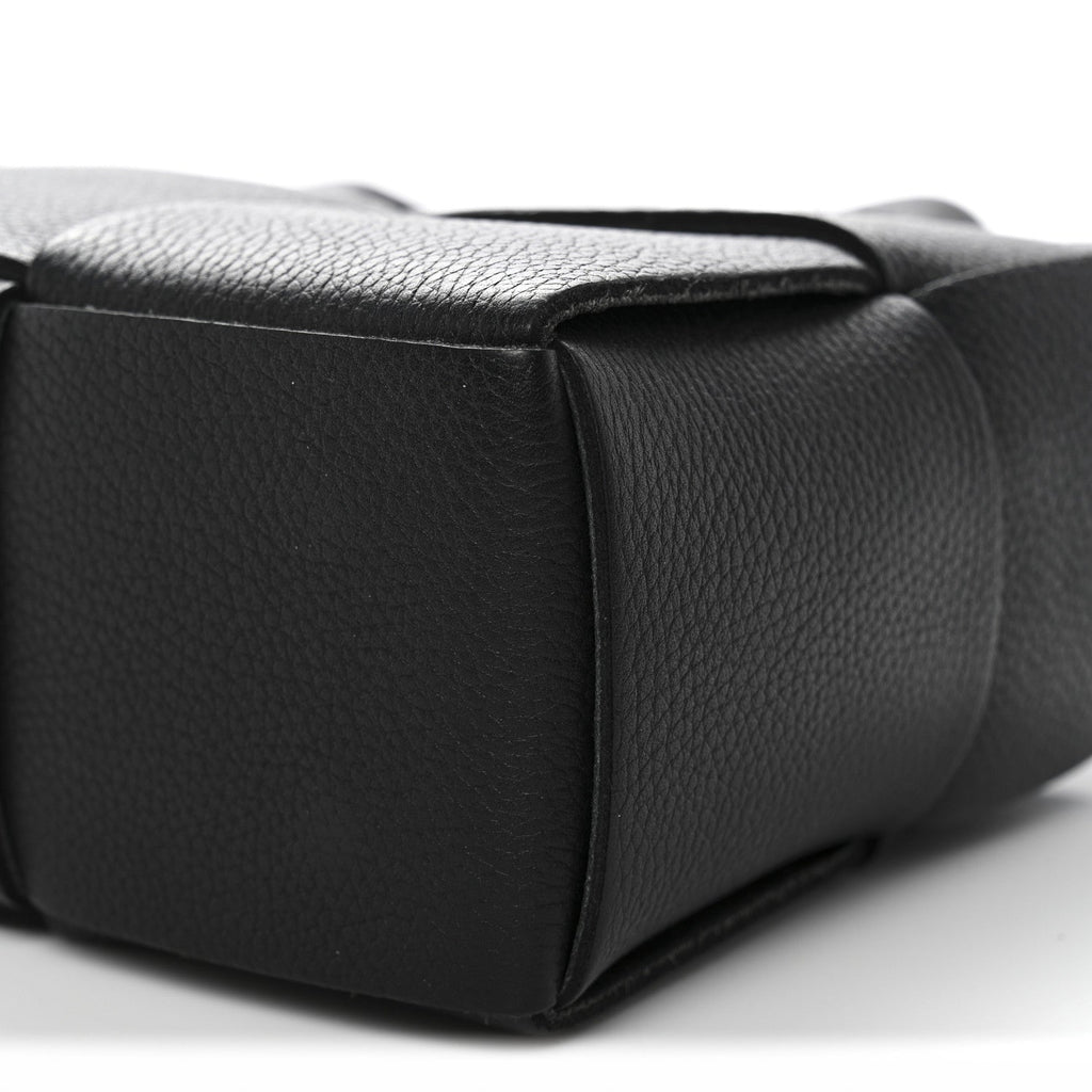 Grained Calfskin Intrecciato Mini Arco Tote Black