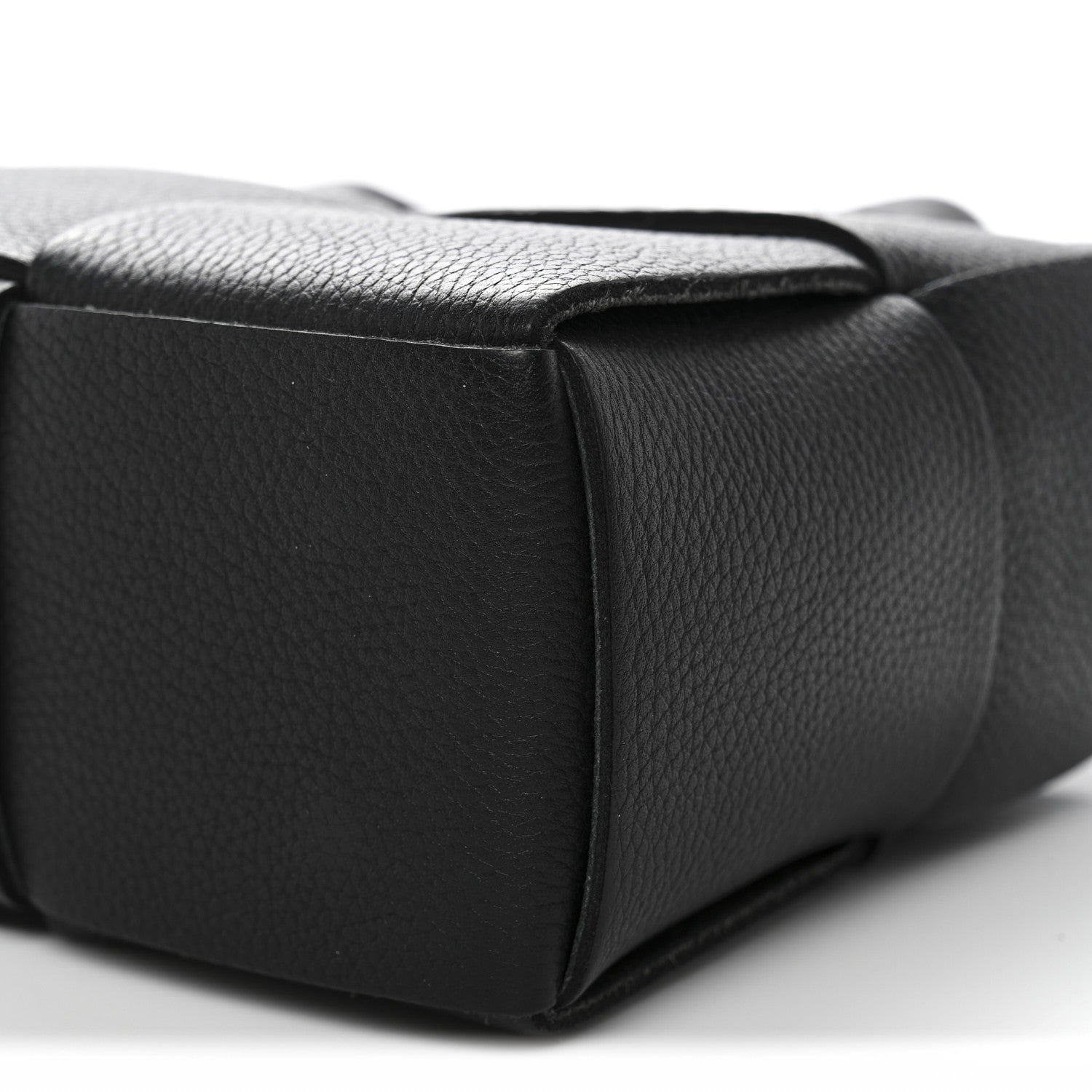 Grained Calfskin Intrecciato Mini Arco Tote Black