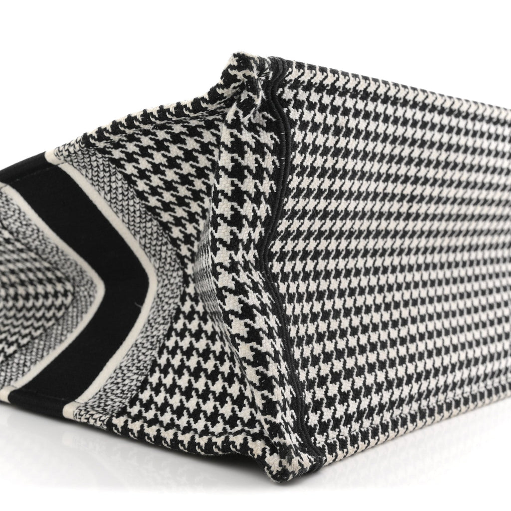 Canvas Houndstooth Embroidered Medium Book  Black White