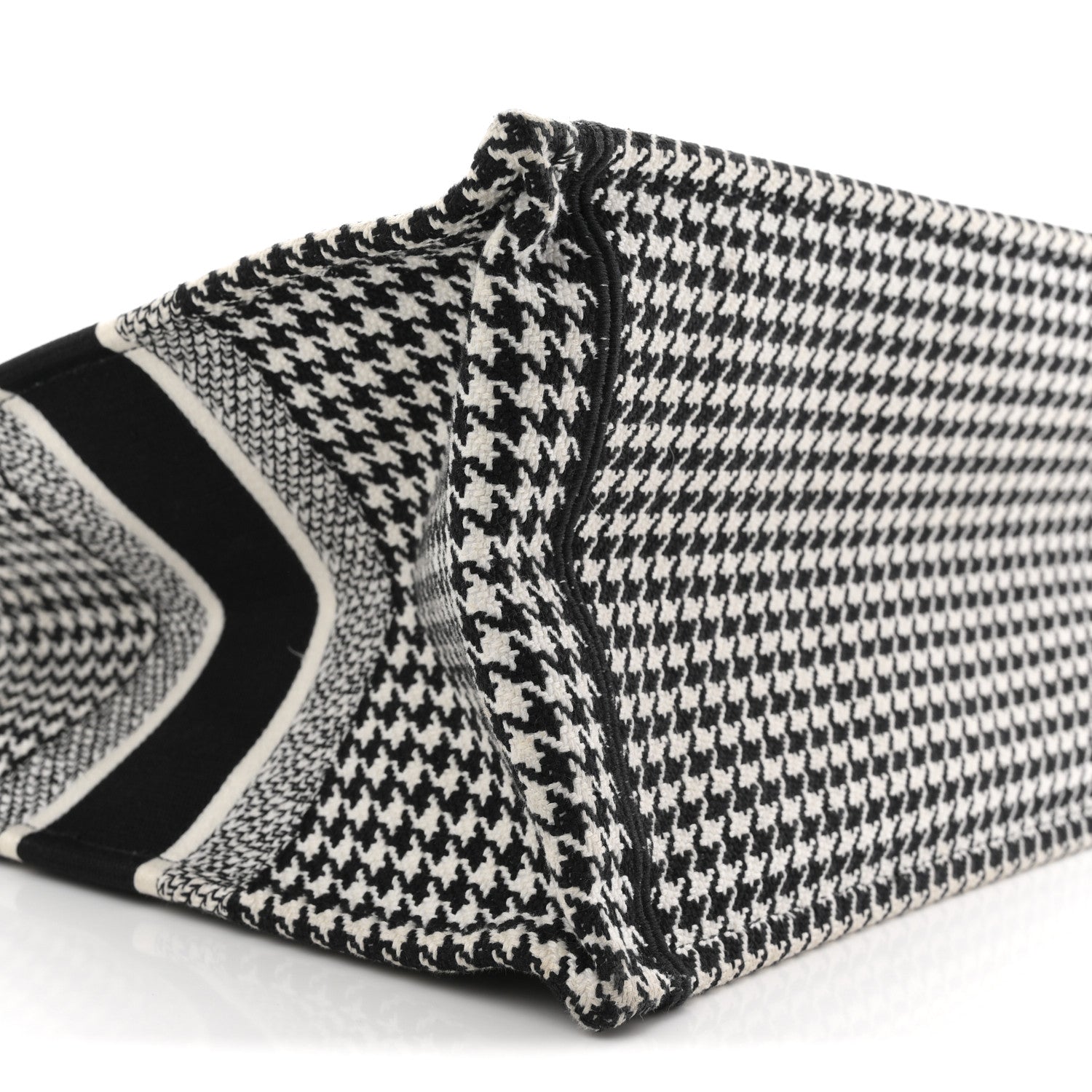 Canvas Houndstooth Embroidered Medium Book  Black White