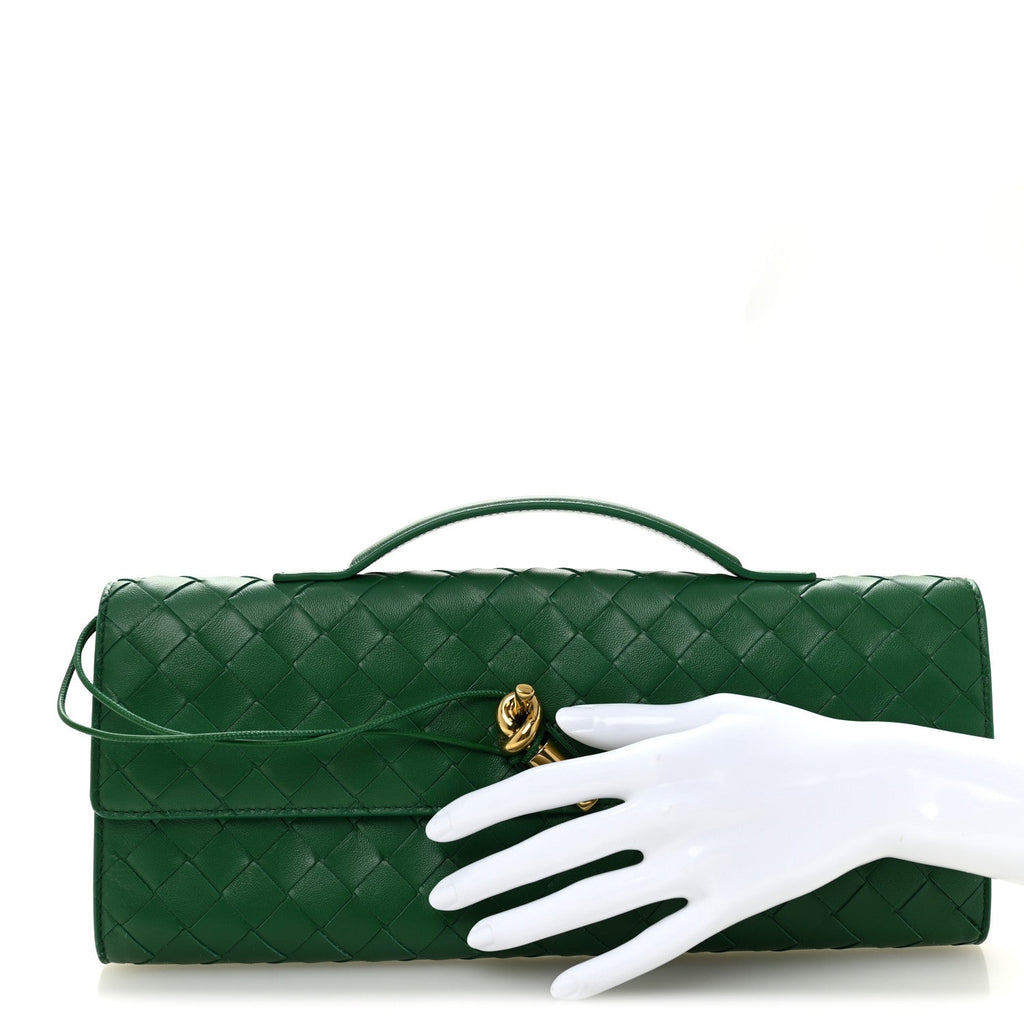 Nappa Intrecciato Long Andiamo Top Handle Clutch Jungle
