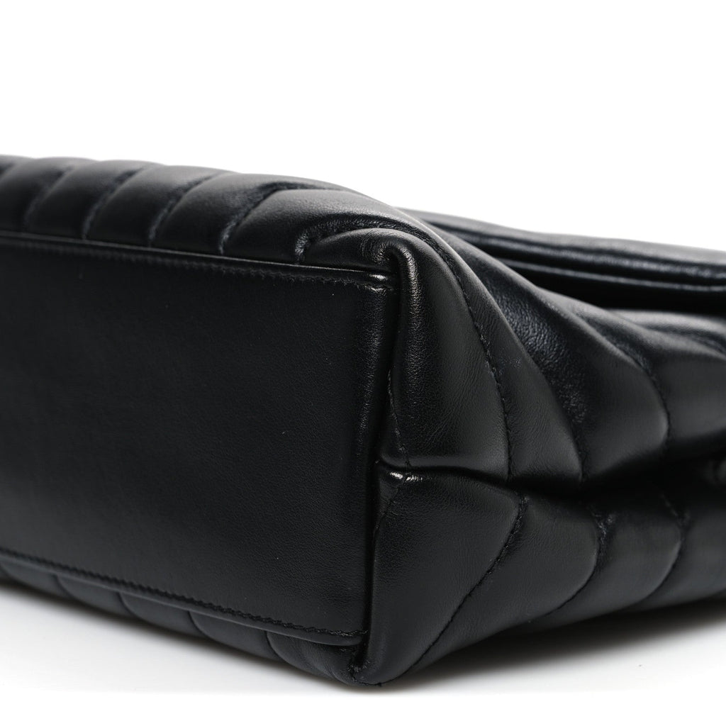 Calfskin Y Quilted Monogram Monochrome Small Loulou Chain Satchel Black