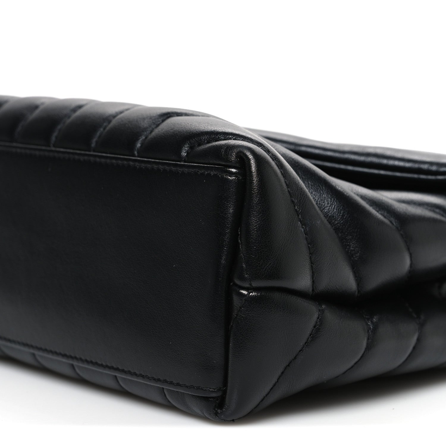 Calfskin Y Quilted Monogram Monochrome Small Loulou Chain Satchel Black