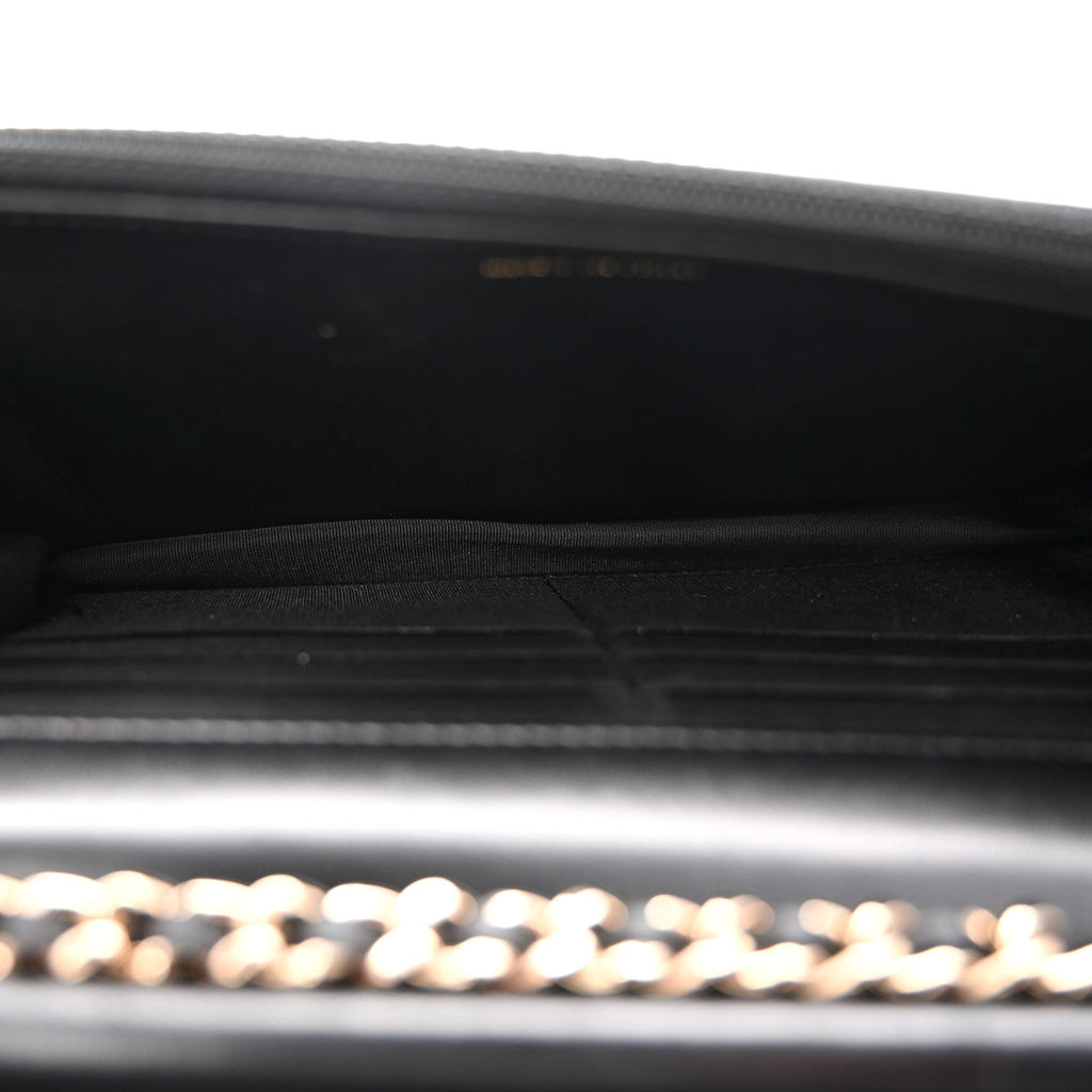 Lambskin Quilted Chain Around Wallet On Chain WOC Black