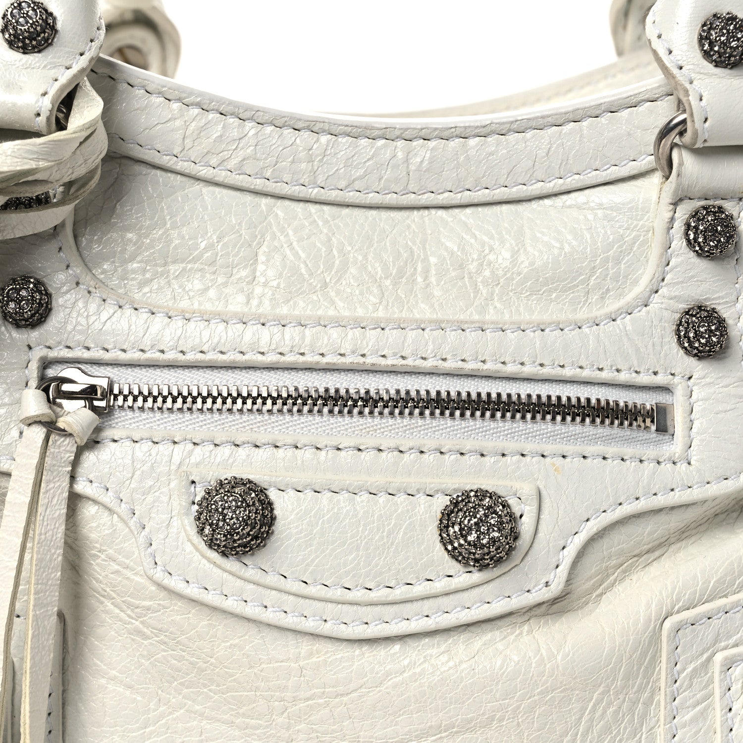 Agneau Arena Crystal Neo Cagole Handbag XS Optic White