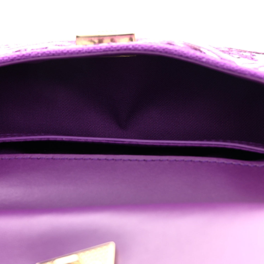 Canvas Embroidery Majolica Small Sicily Handbag Purple