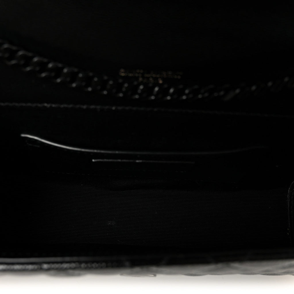 Grain De Poudre Textured Mixed Matelasse Triquilt Small Monogram Monochrome Satchel Black
