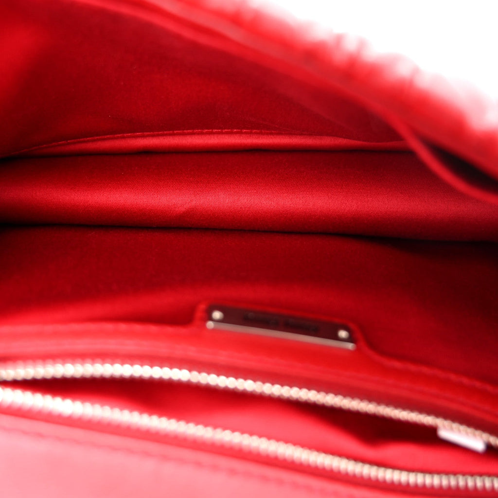 Nappa Matelasse Madras Crystal Embellished Shoulder Bag Fuoco