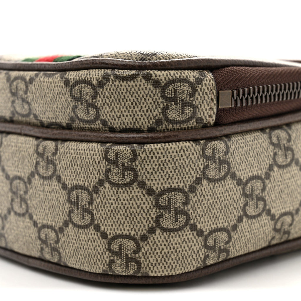 GG Supreme Monogram Web Mini Ophidia Double Zip Messenger Bag Beige New Acero